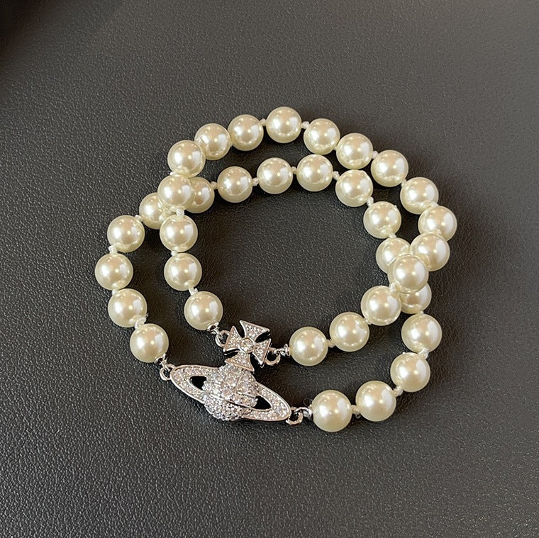 Vivienne Westwood 2 Row Pearl Bracelet - Best Replica Jewelry™