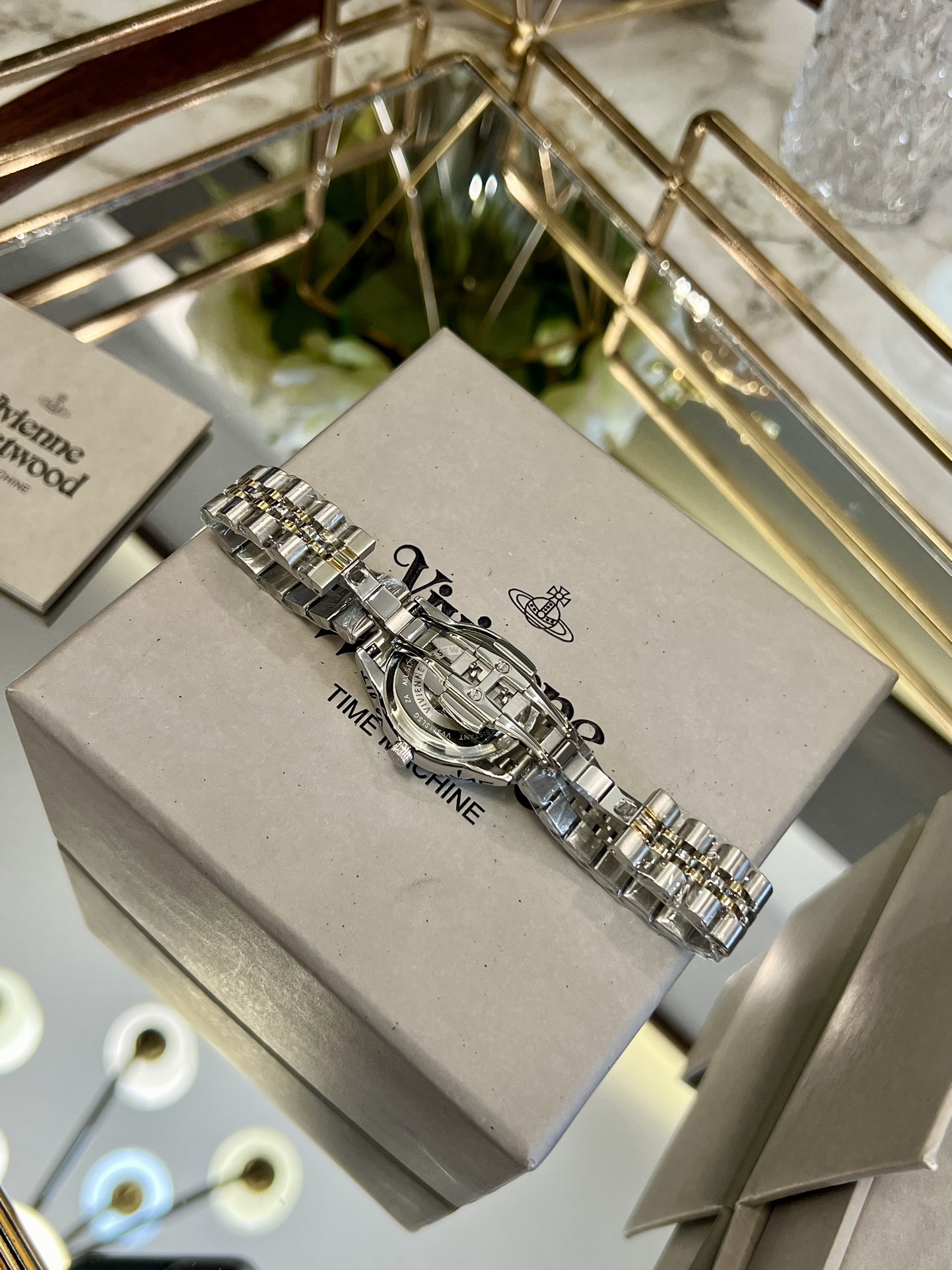 Vivienne Westwood Silver Gold Mixed Color Band Watch - 30MM - Best Replica Jewelry™