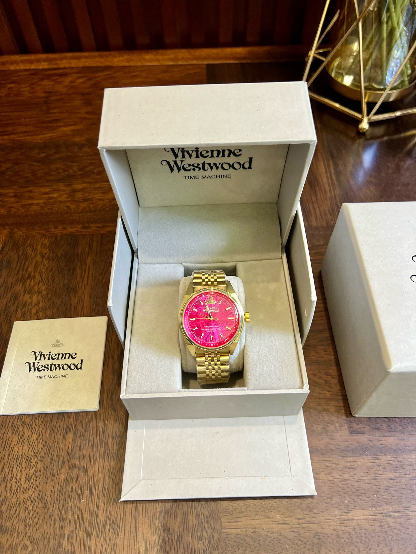Vivienne Westwood Rose Red Dial Gold Band Watch - 40MM - Best Replica Jewelry™