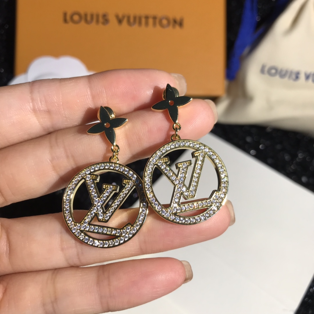Louis Vuitton Letter Round Dangle Earrings - Best Replica Jewelry™