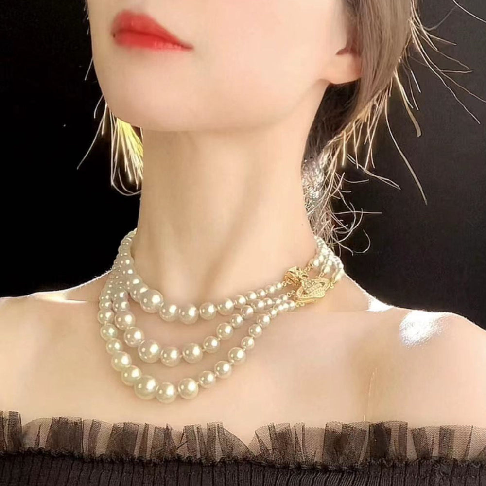Vivienne Westwood Triple Pearl Necklace - Best Replica Jewelry™