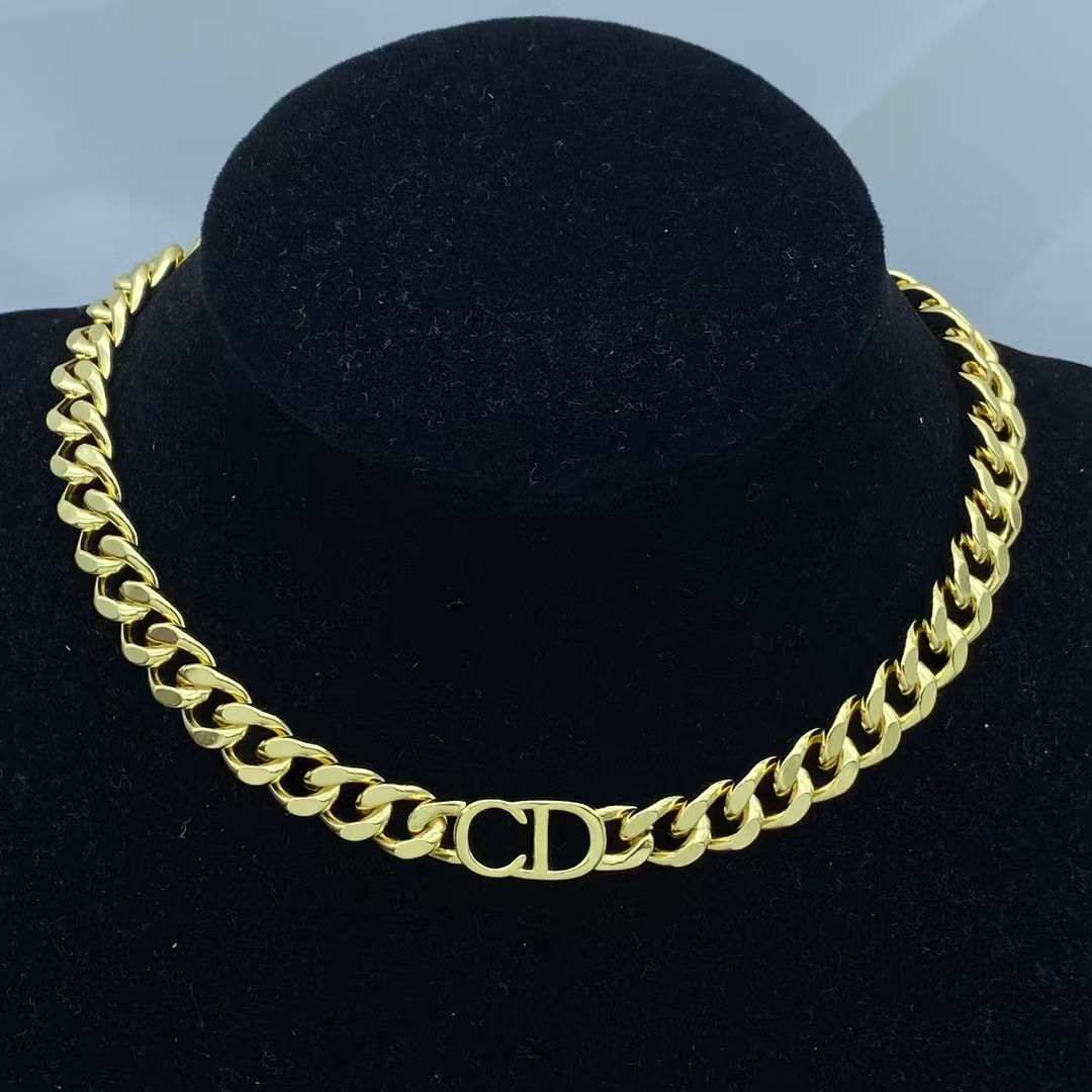 Dior CD Chunky Cuban Chain Unisex Couple Choker Necklace - Best Replica Jewelry™