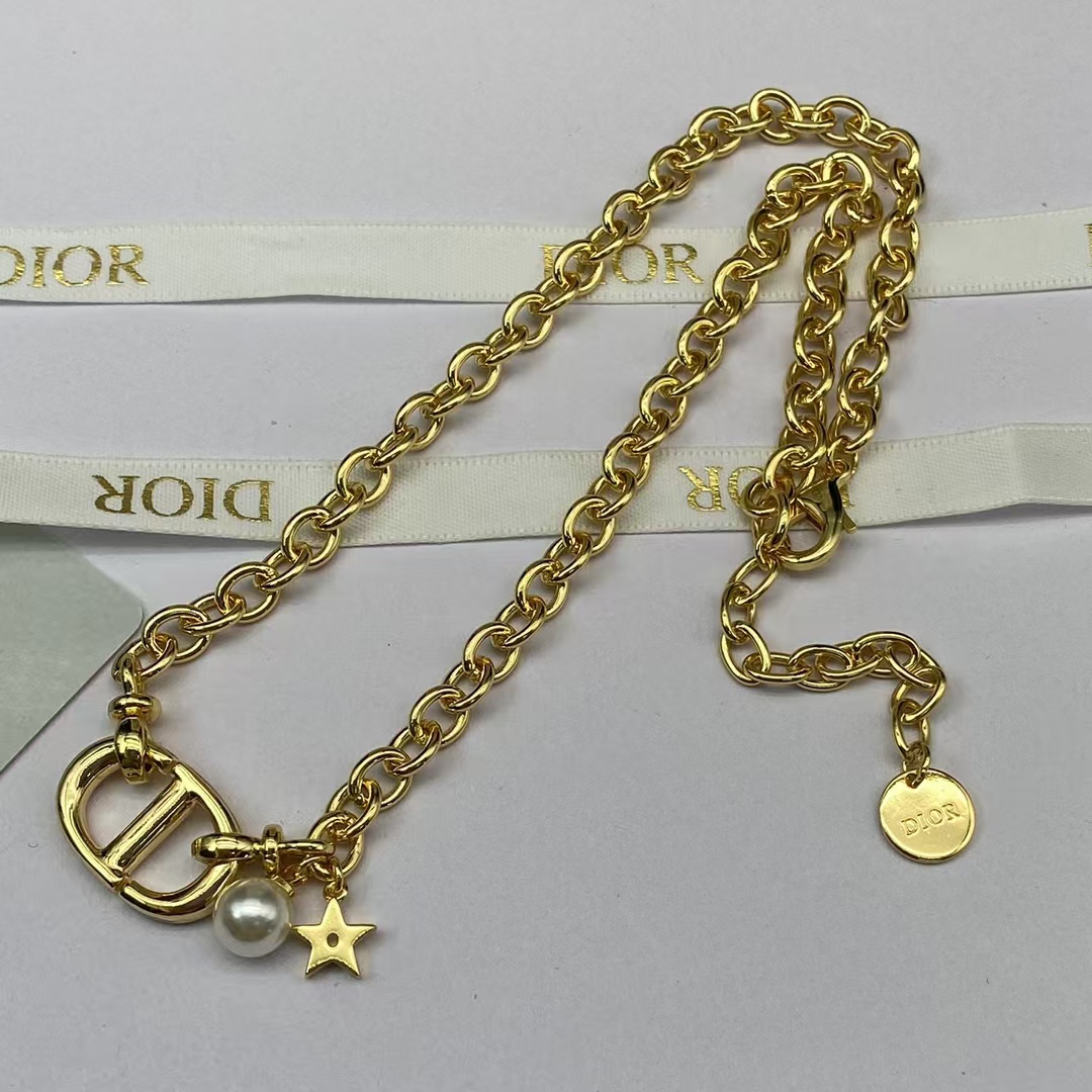 Dior CD Pendant with Star Pearl Charm Necklace - Best Replica Jewelry™