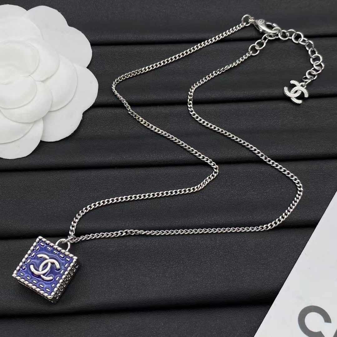 Chanel Denim Cube Pendant Necklace - Best Replica Jewelry™