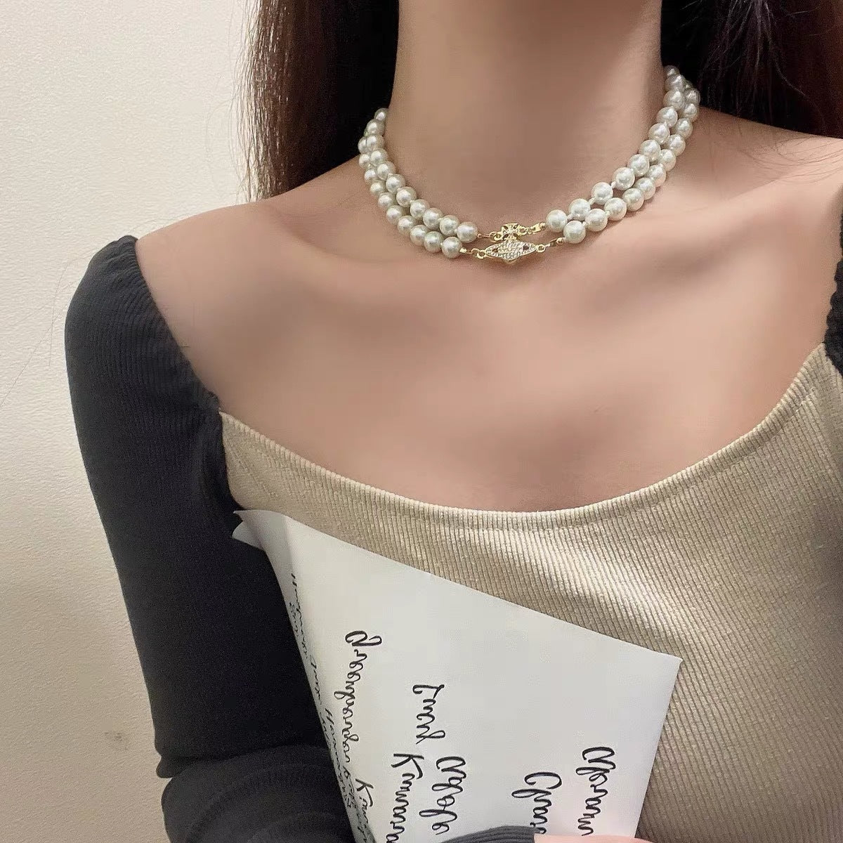 Vivienne Westwood 2 Row Pearl Necklace - Best Replica Jewelry™