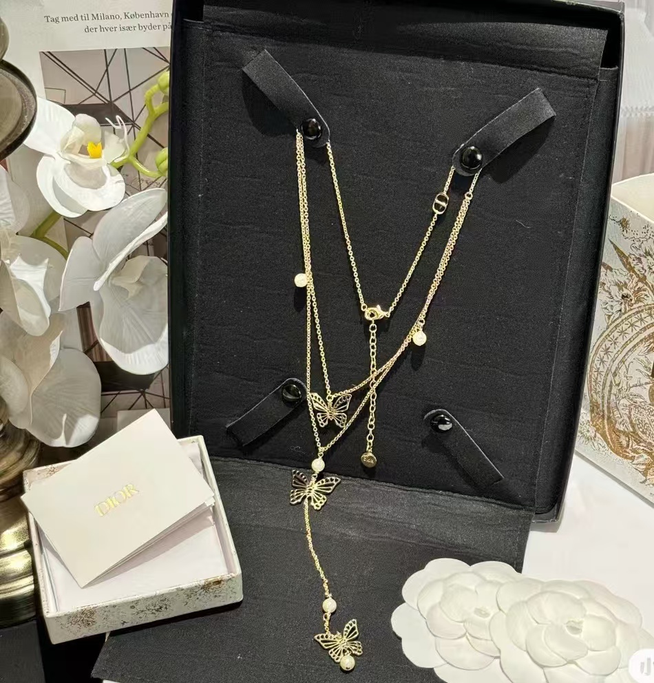 Dior Butterfly Two Layered Long Y Necklace - Best Replica Jewelry™