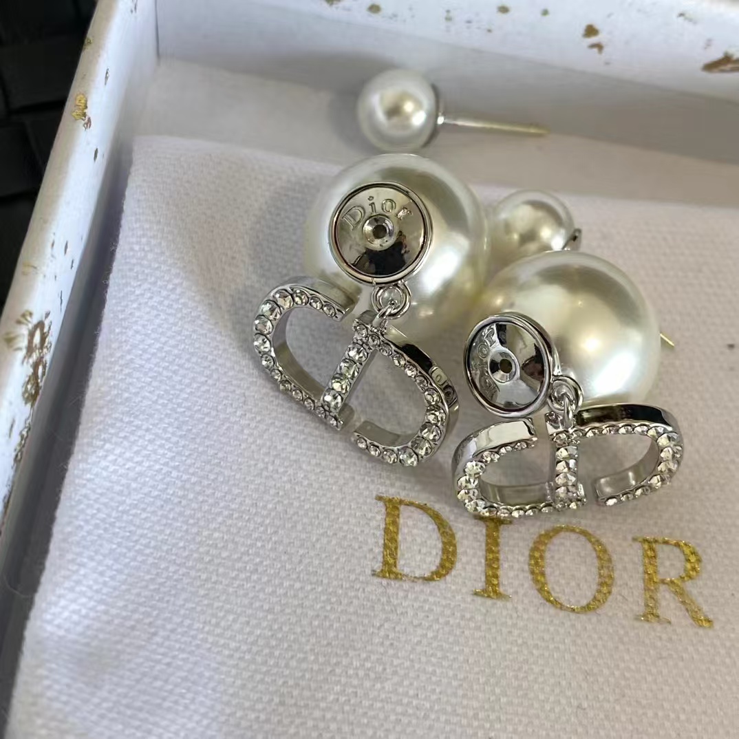 Dior Silver CD Pearl Earrings - Best Replica Jewelry™