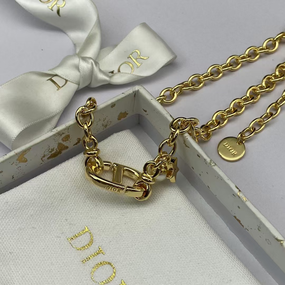 Dior CD Pendant with Star Pearl Charm Necklace - Best Replica Jewelry™