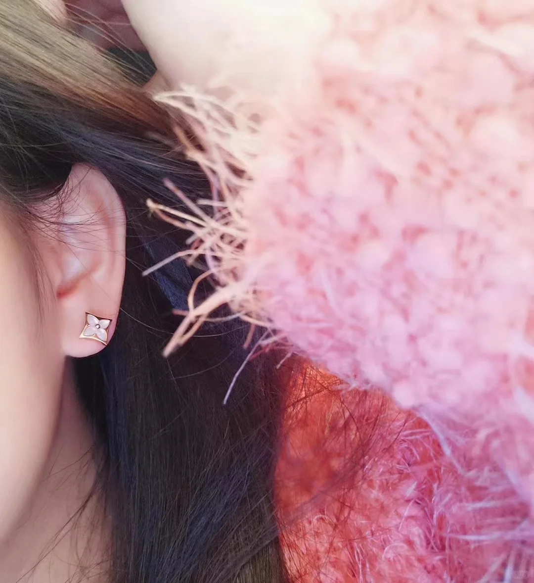 Louis Vuitton AB Asymmetric Pink Stud Earrings - Best Replica Jewelry™