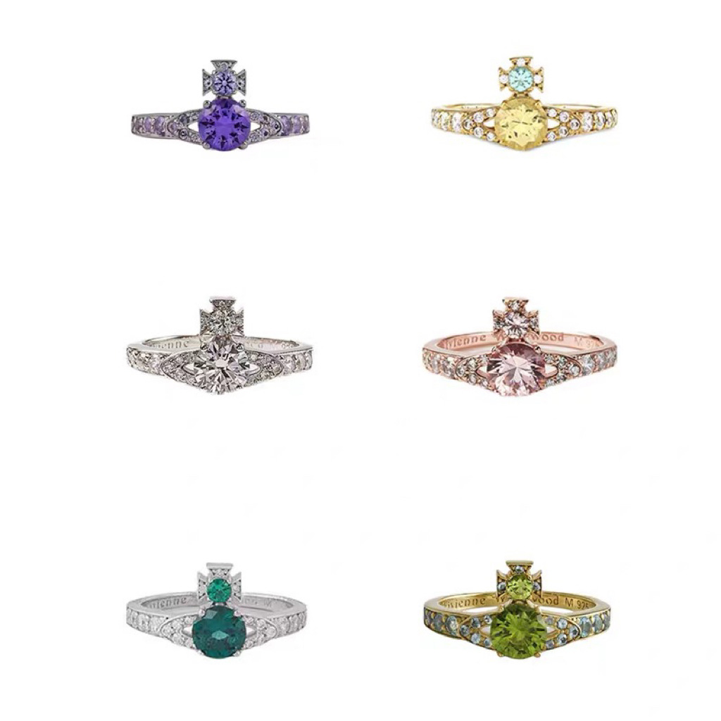 Vivienne Westwood Colorful Diamond Saturn Ring - Best Replica Jewelry™