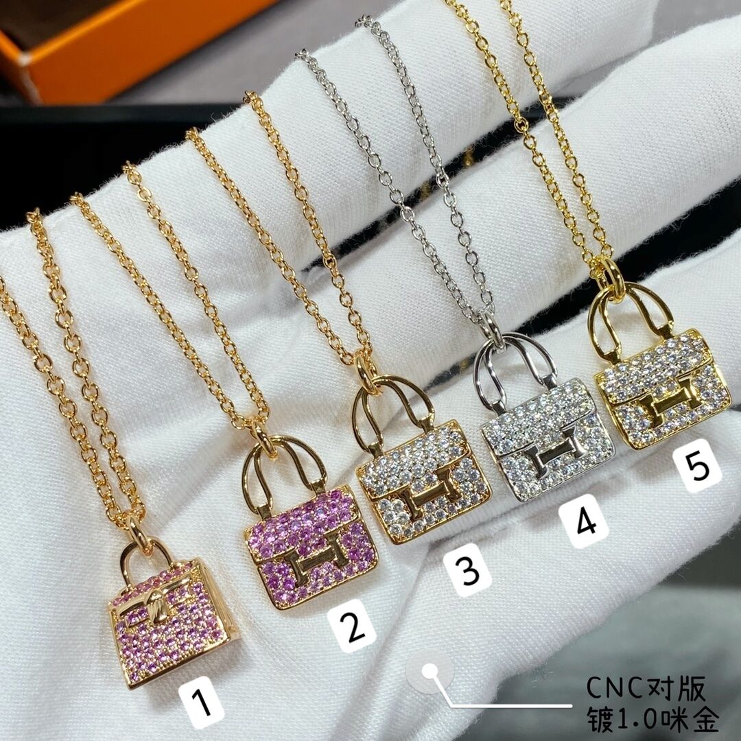 Hermes Diamond Paved Bag Pendant Necklace - Best Replica Jewelry™