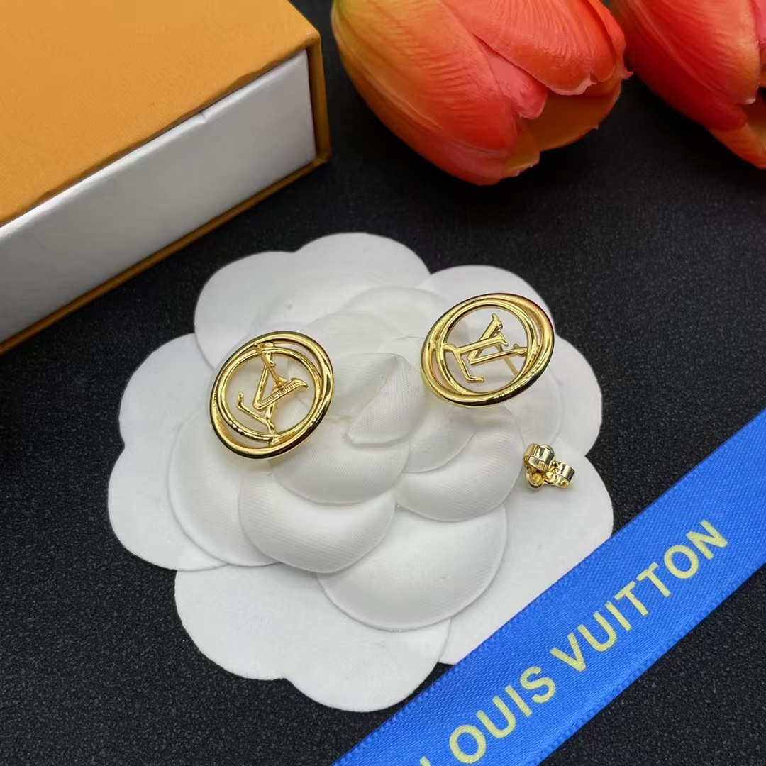 Louis Vuitton Hollow LV Letter Round Earrings - Best Replica Jewelry™
