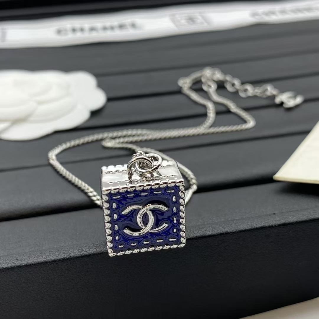 Chanel Denim Cube Pendant Necklace - Best Replica Jewelry™