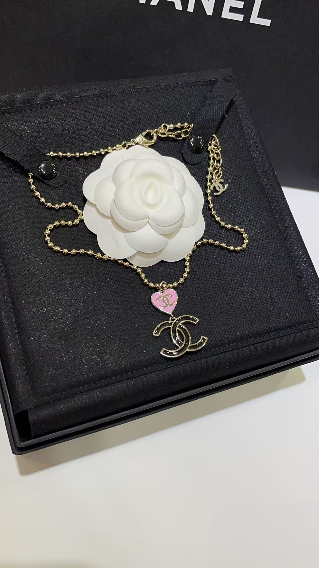 Chanel Diamond Pearl Paved Double C Pendant Pearl Necklace - Best Replica Jewelry™