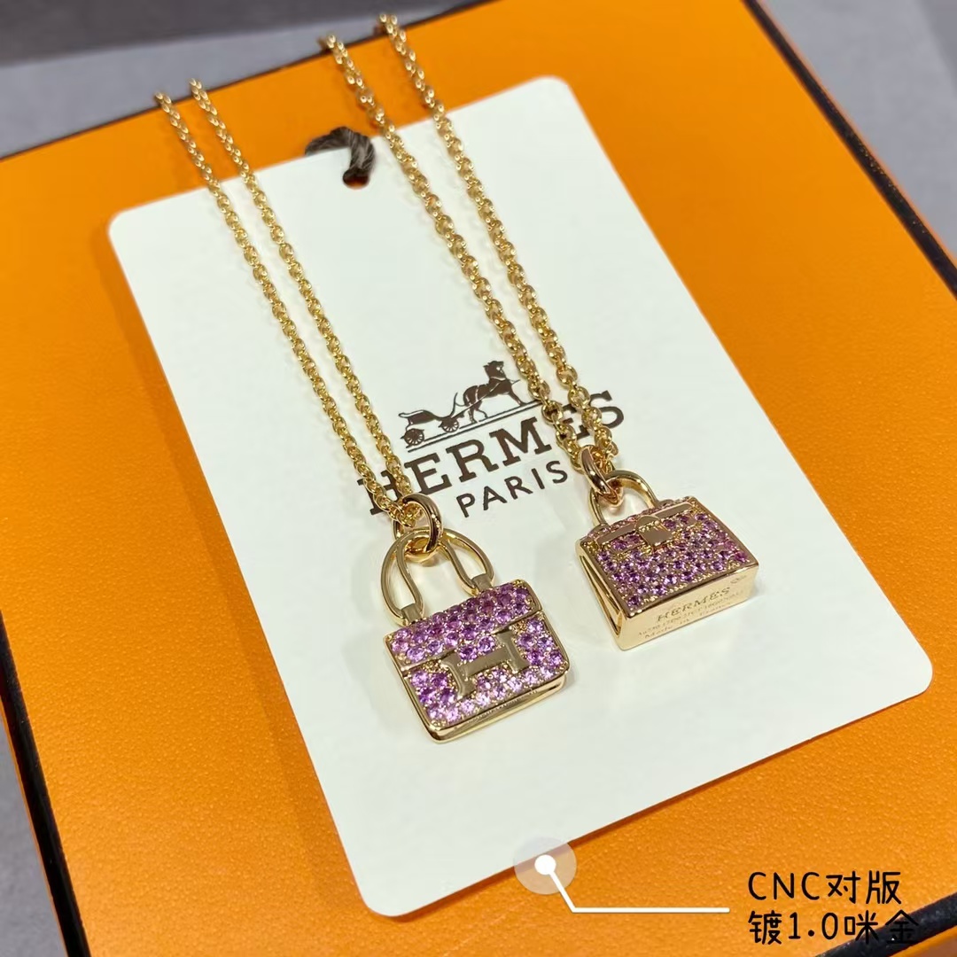 Hermes Diamond Paved Bag Pendant Necklace - Best Replica Jewelry™