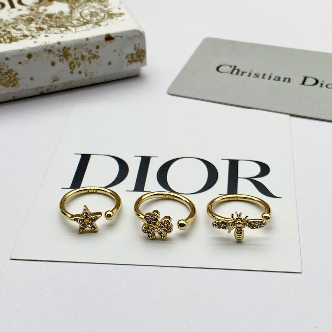 Dior Star Bee Clover Stacking Rings - 3 Pieces - Best Replica Jewelry™