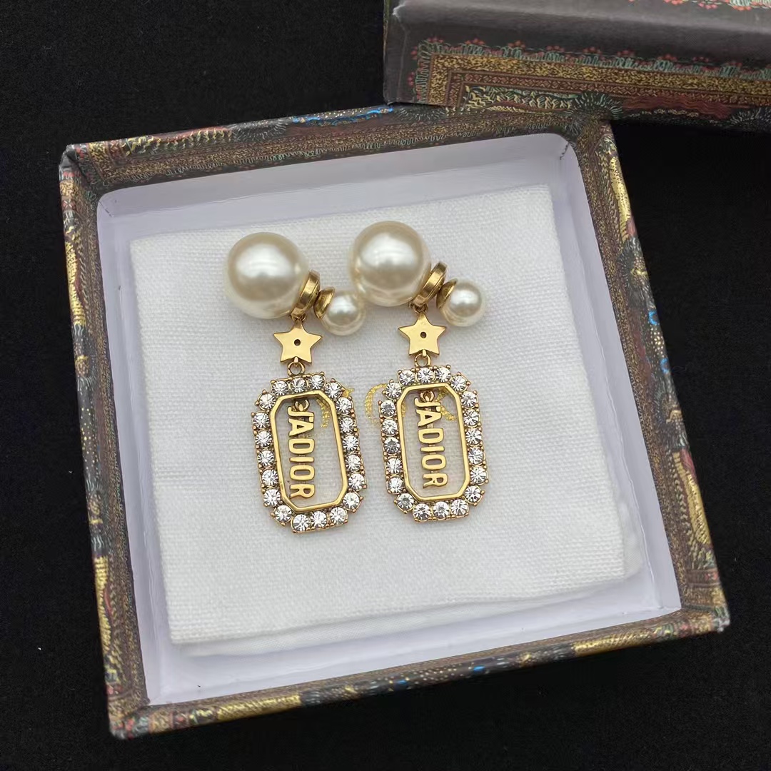 Dior JADIOR Drop Pearl Earrings - Best Replica Jewelry™