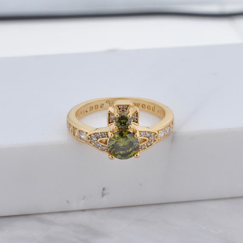 Vivienne Westwood Colorful Diamond Saturn Ring - Best Replica Jewelry™