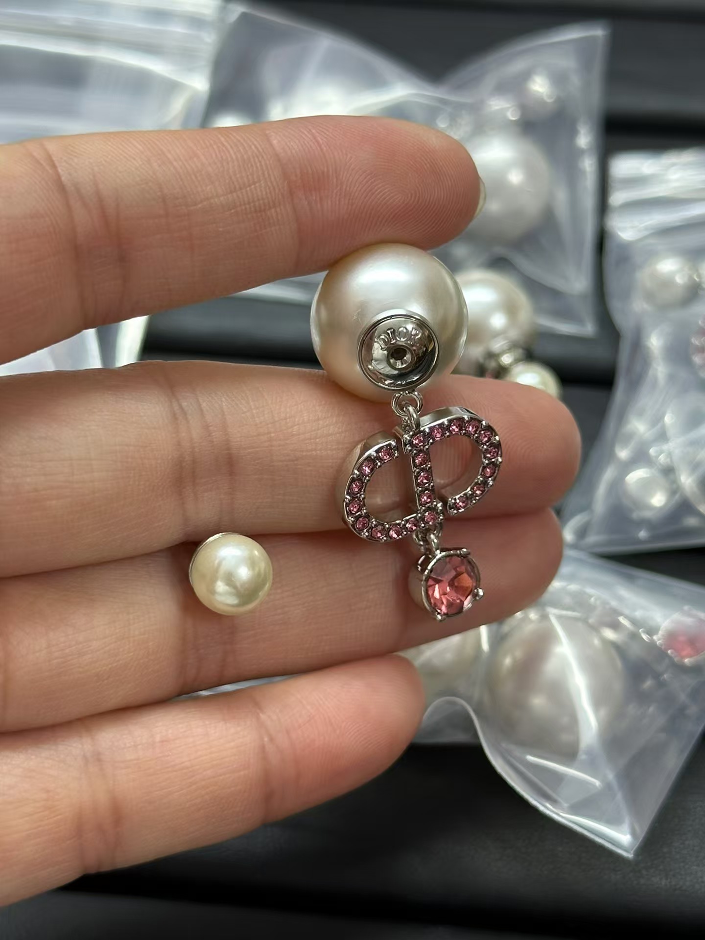 Dior Diamond CD Drop Pearl Earrings - Best Replica Jewelry™