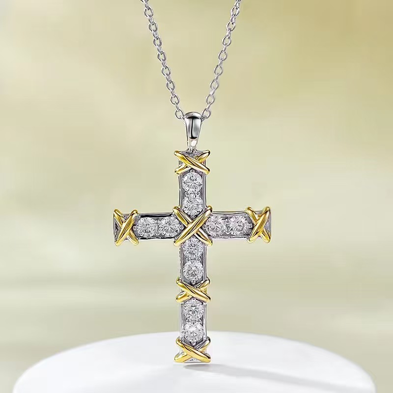 Tiffany Ten Stone Cross Pendant with Diamonds Necklace - Best Replica Jewelry™