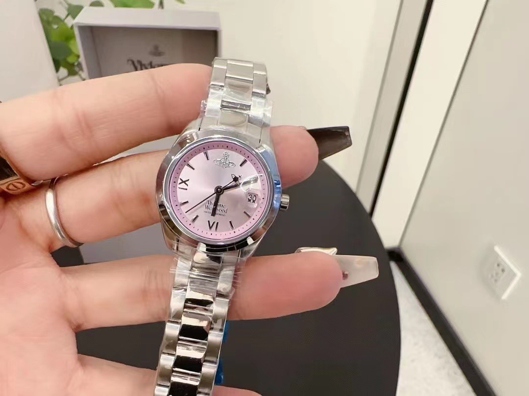 Vivienne Westwood Light Pink Dial Saturn Watch - 28MM - Best Replica Jewelry™