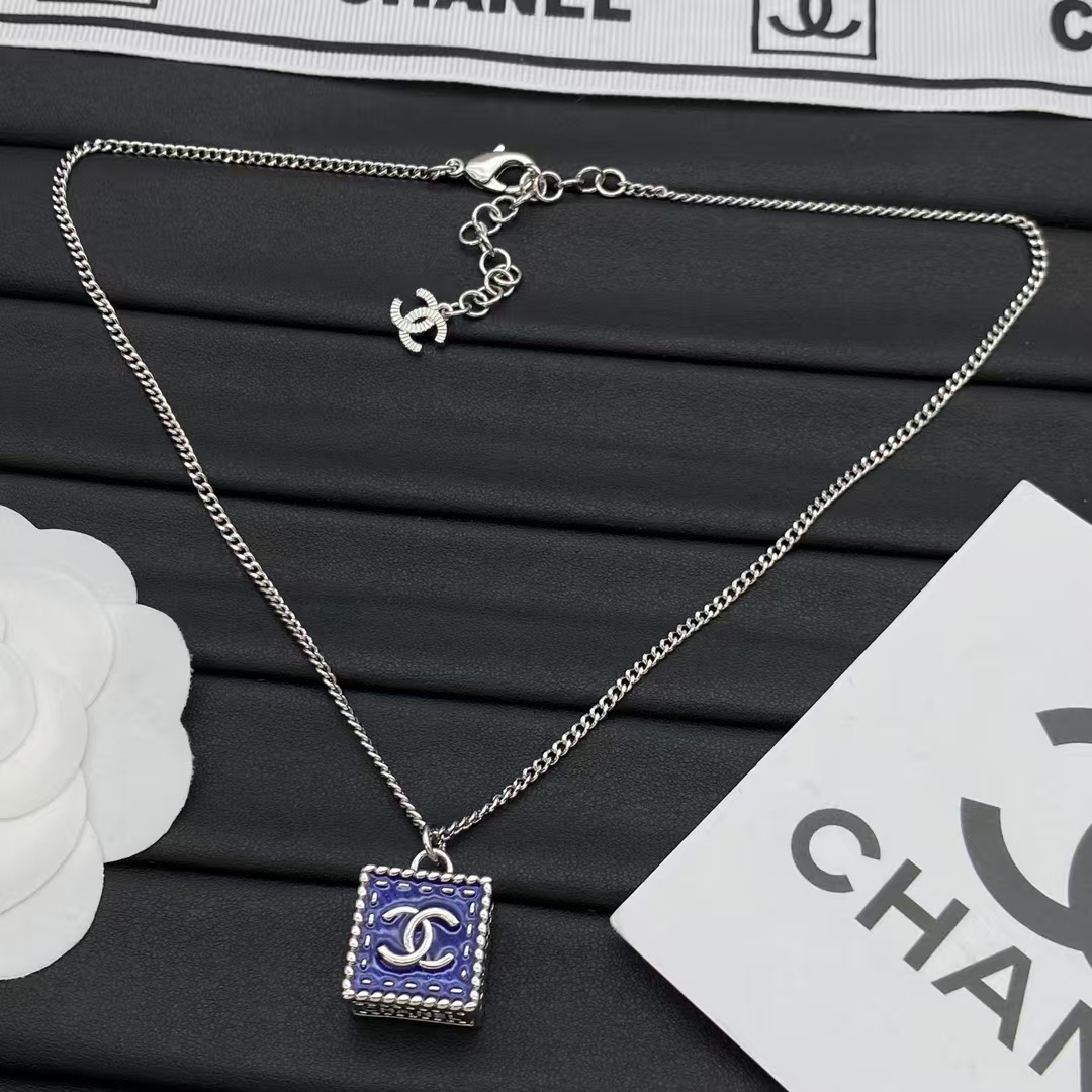 Chanel Denim Cube Pendant Necklace - Best Replica Jewelry™