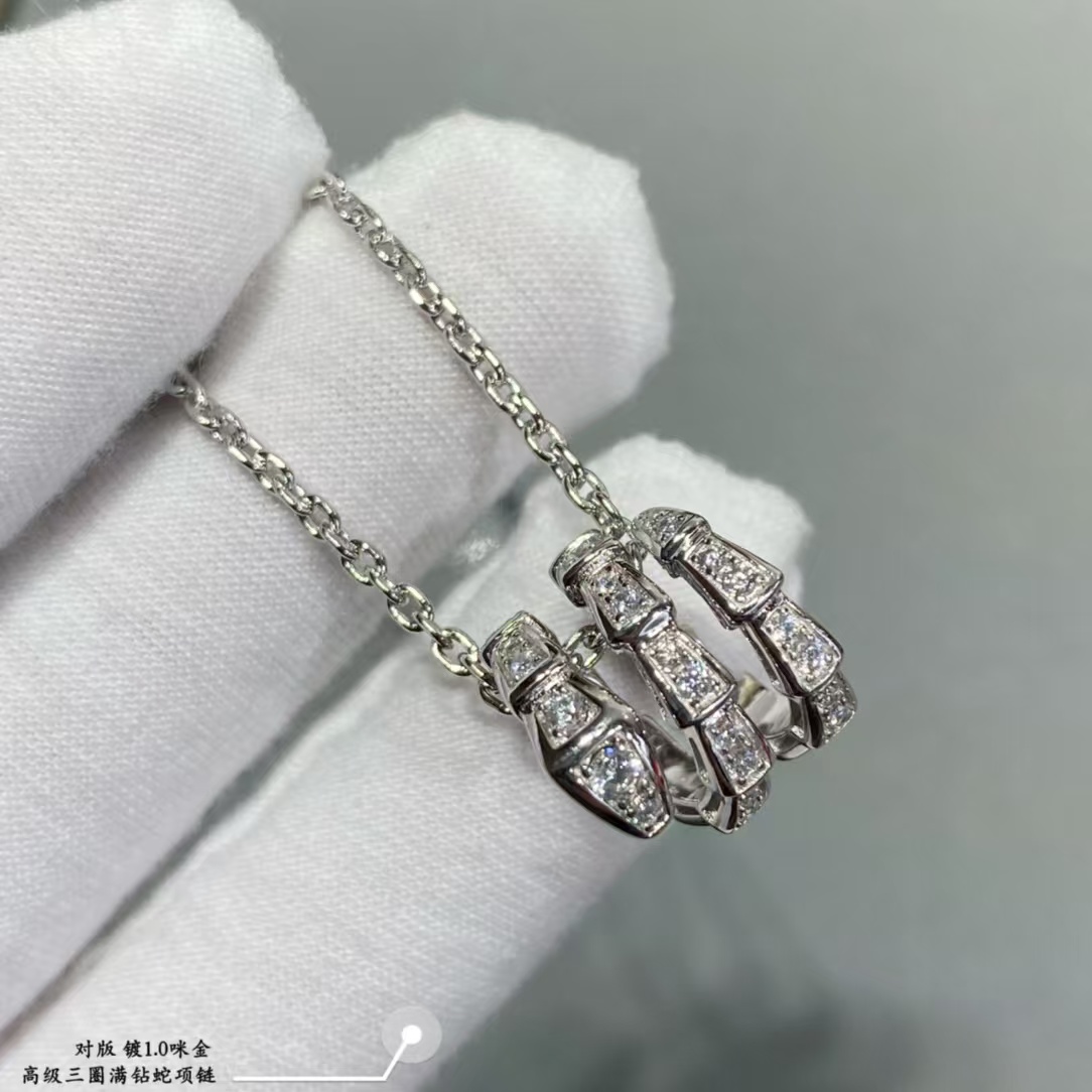 Bvlgari Serpenti Viper Necklace - Full Diamond - Best Replica Jewelry™