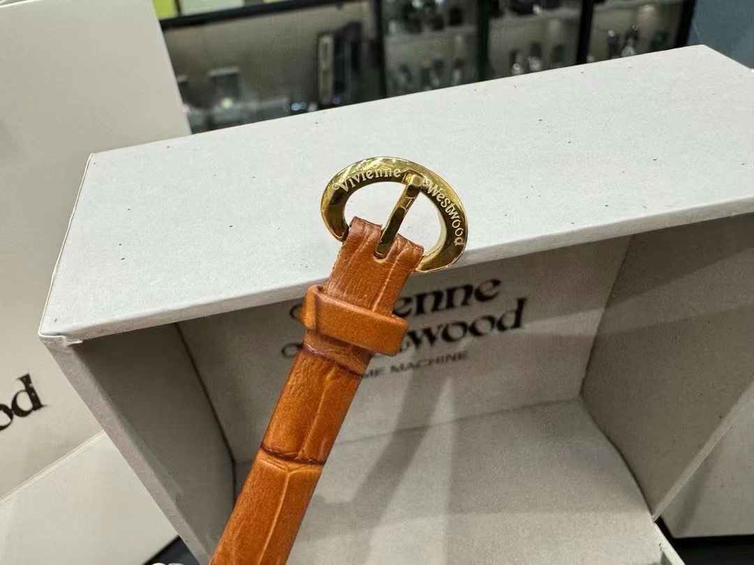 Vivienne Westwood Brown Genuine Leather Band Watch - 23MM - Best Replica Jewelry™