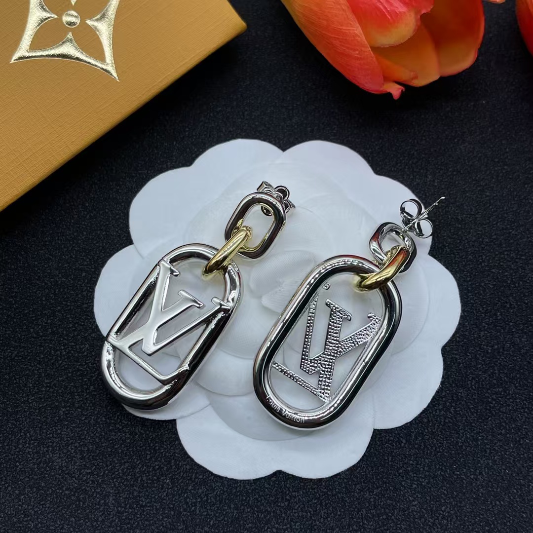 Louis Vuitton Hollow LV Letter Long Earrings - Best Replica Jewelry™
