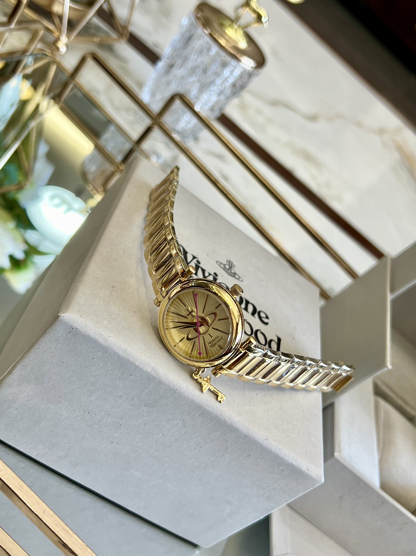 Vivienne Westwood Gold Dial Gold Band Watch - 30MM - Best Replica Jewelry™