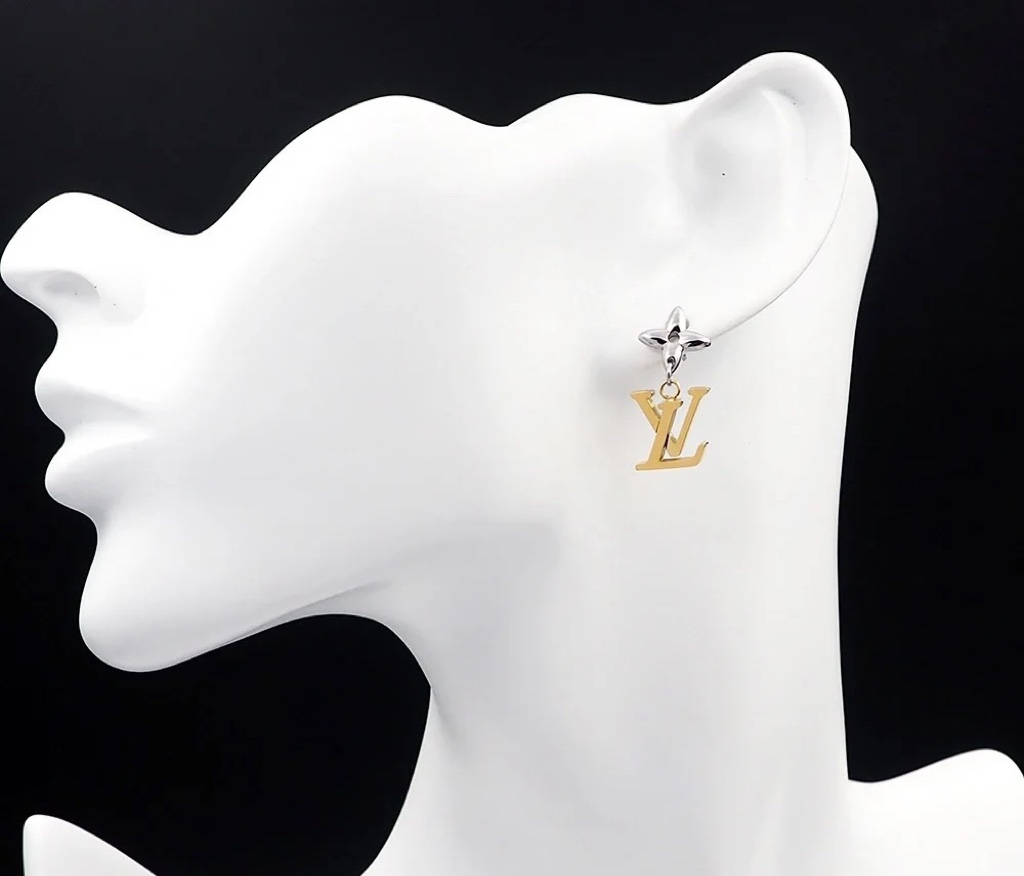 Louis Vuitton Mixed Metal Color Asymmetrical Dangle Earrings - Best Replica Jewelry™