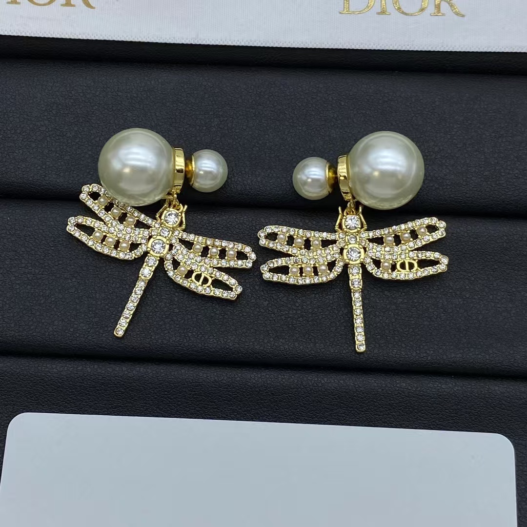 Dior Dragonfly Pearl Earrings - Best Replica Jewelry™