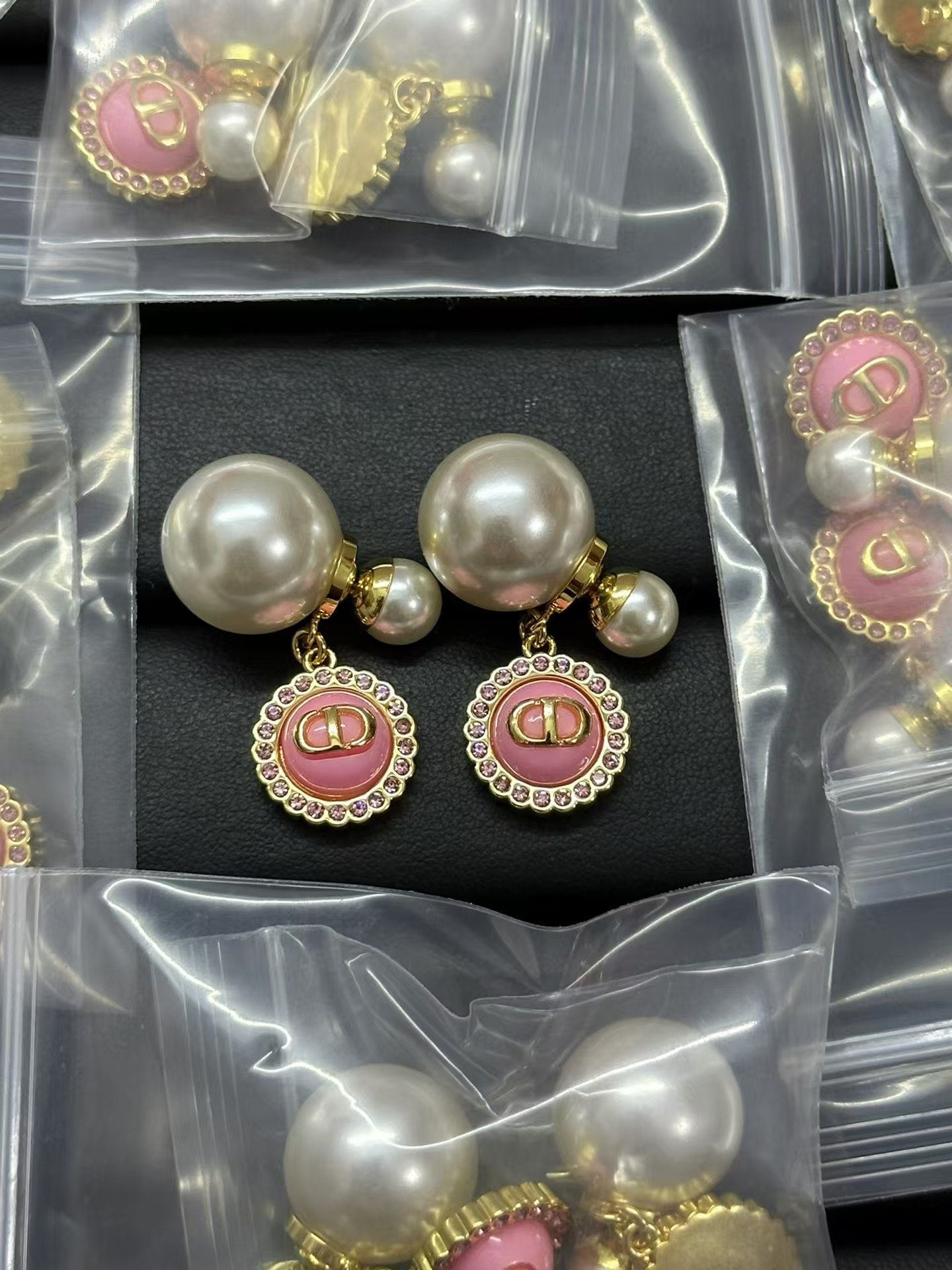 Dior Pink CD Tribales Pearl Earrings - Best Replica Jewelry™