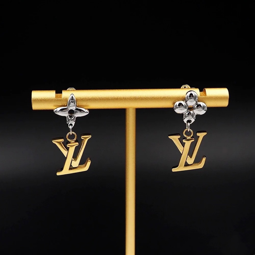 Louis Vuitton Mixed Metal Color Asymmetrical Dangle Earrings - Best Replica Jewelry™