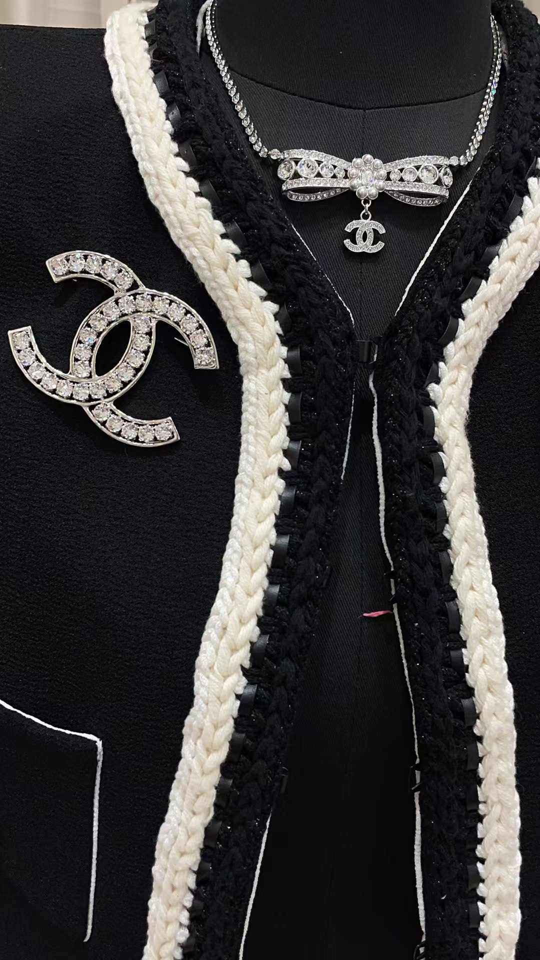 Chanel Rhinestone Strass Bowknot Pendant Necklace - Best Replica Jewelry™