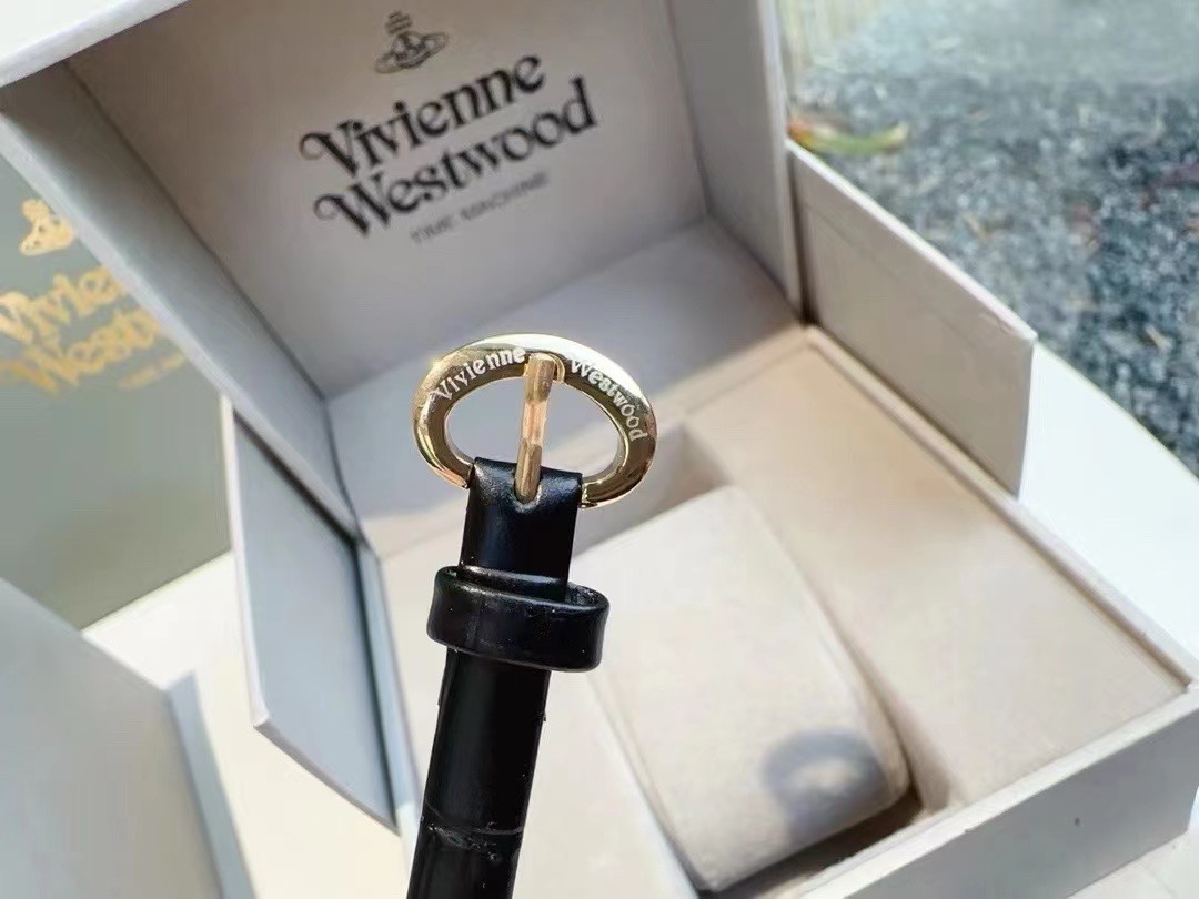 Vivienne Westwood Black Genuine Leather Band Watch - 23MM - Best Replica Jewelry™