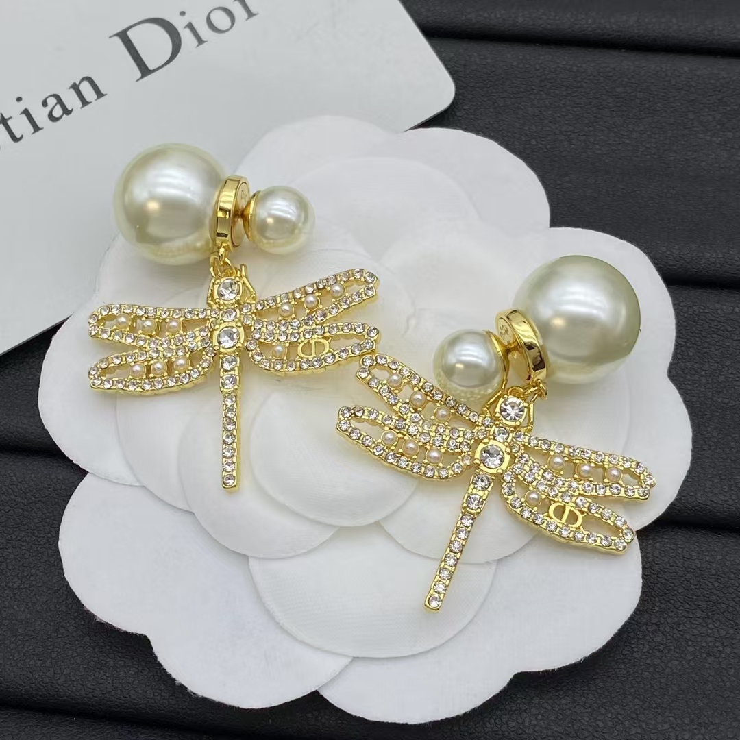 Dior Dragonfly Pearl Earrings - Best Replica Jewelry™