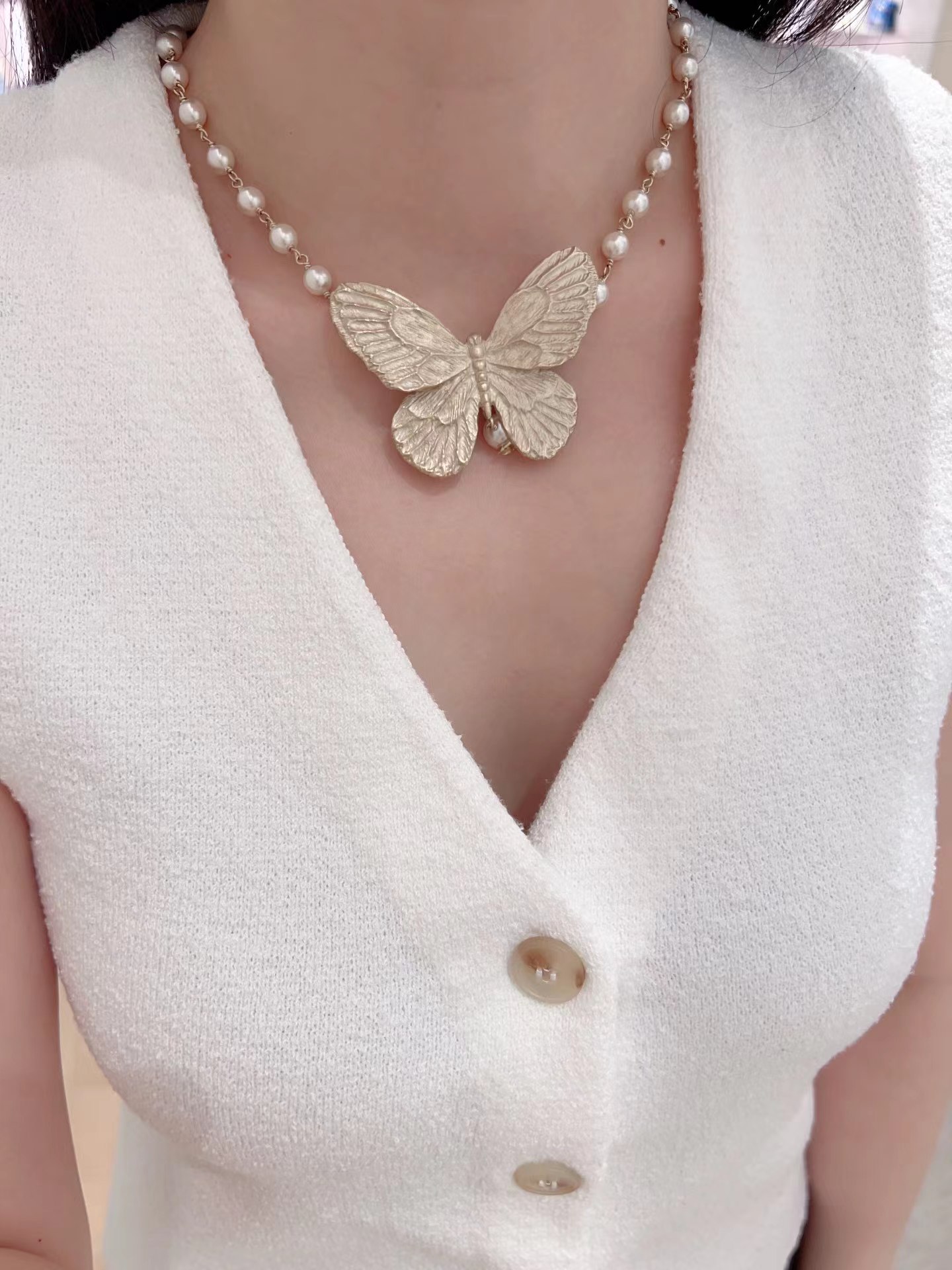 Dior Butterfly Pearl Necklace - Best Replica Jewelry™