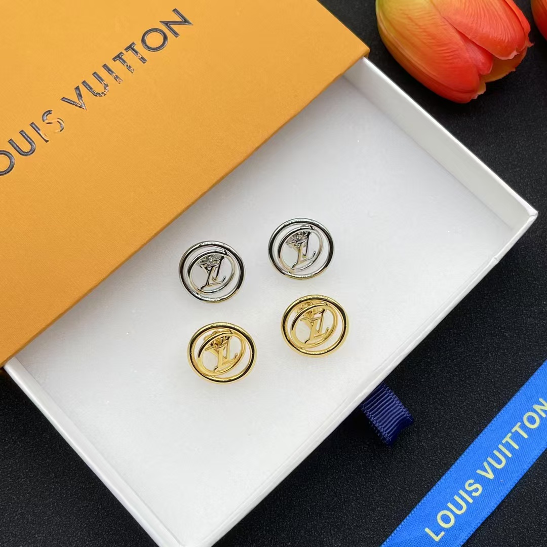 Louis Vuitton Hollow LV Letter Round Earrings - Best Replica Jewelry™