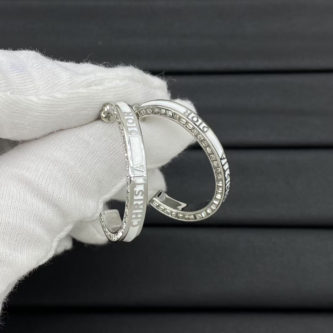 Dior Hoop Enamel Earrings - Best Replica Jewelry™