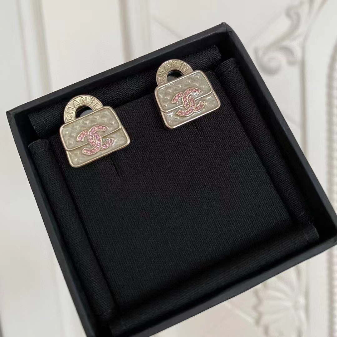 Chanel Pink Double C Lock Earrings - Best Replica Jewelry™