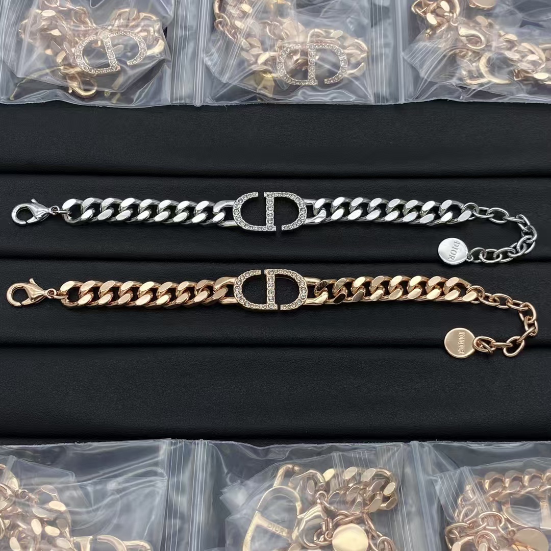 Dior CD Chunky Flat Cuban Chain Couple Bracelet - Best Replica Jewelry™