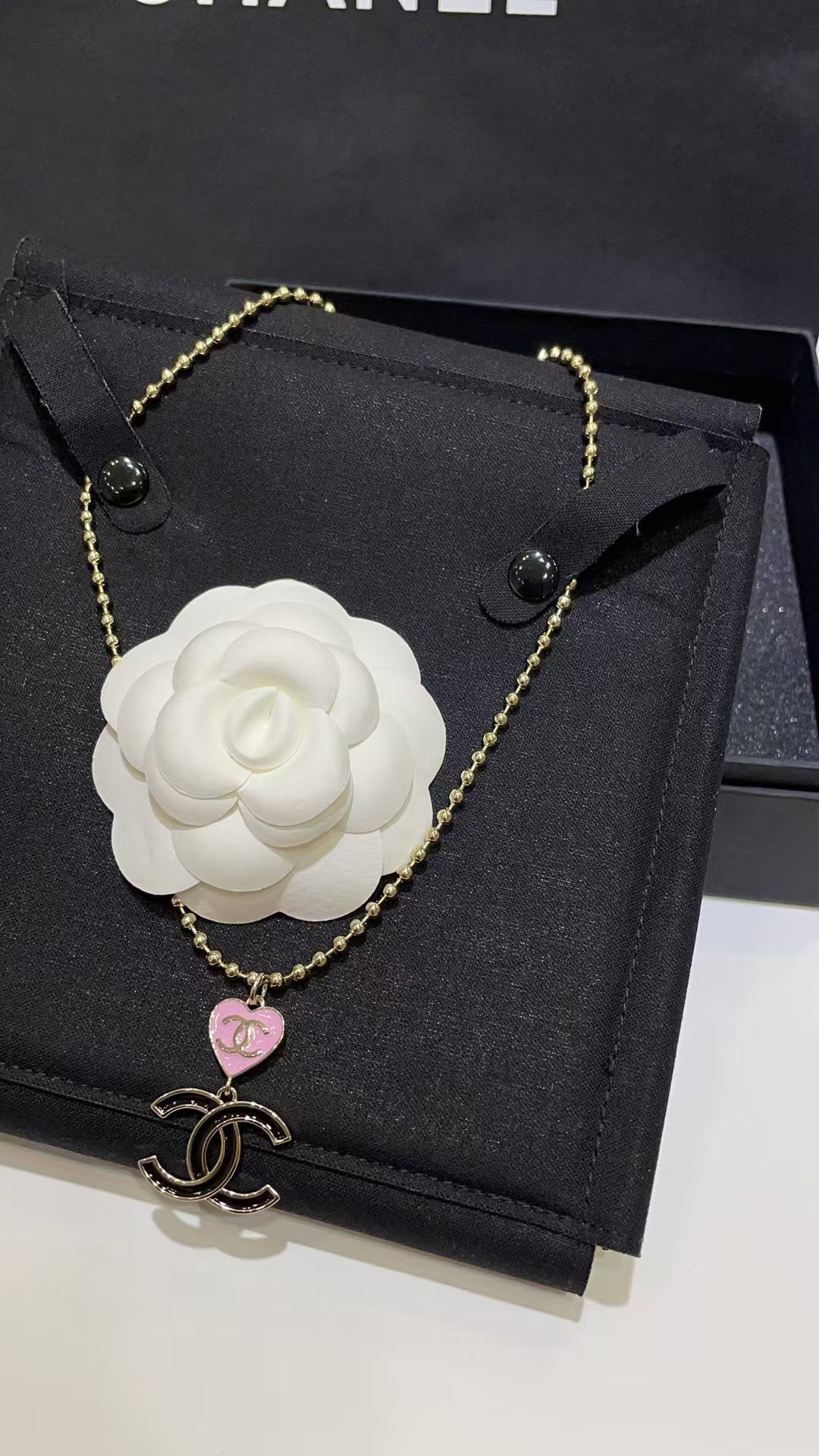 Chanel Diamond Pearl Paved Double C Pendant Pearl Necklace - Best Replica Jewelry™