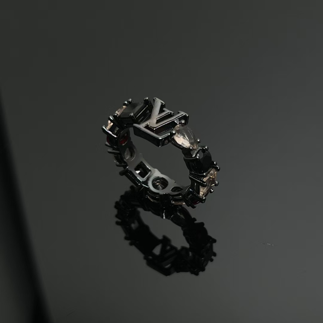 Louis Vuitton Unisex Wide Band Black Ring - Best Replica Jewelry™