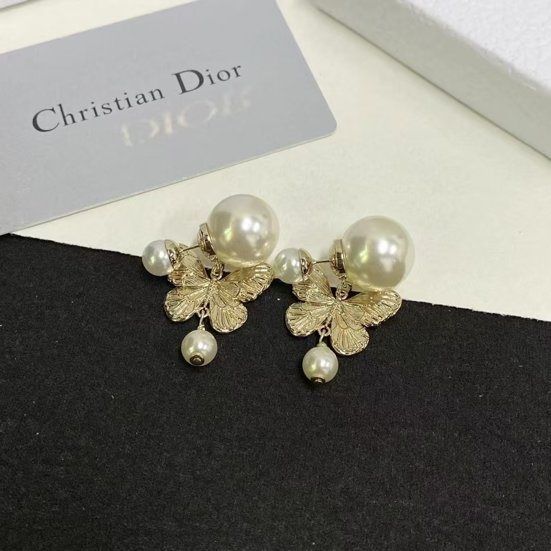 Dior Butterfly with Pearl Earrings - Best Replica Jewelry™