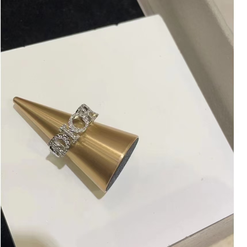 Diamond Paved Dior Letters Open Ring - Best Replica Jewelry™