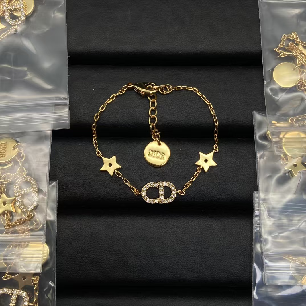 Dior Rose Gold Chain Star and CD Bracelet - Best Replica Jewelry™