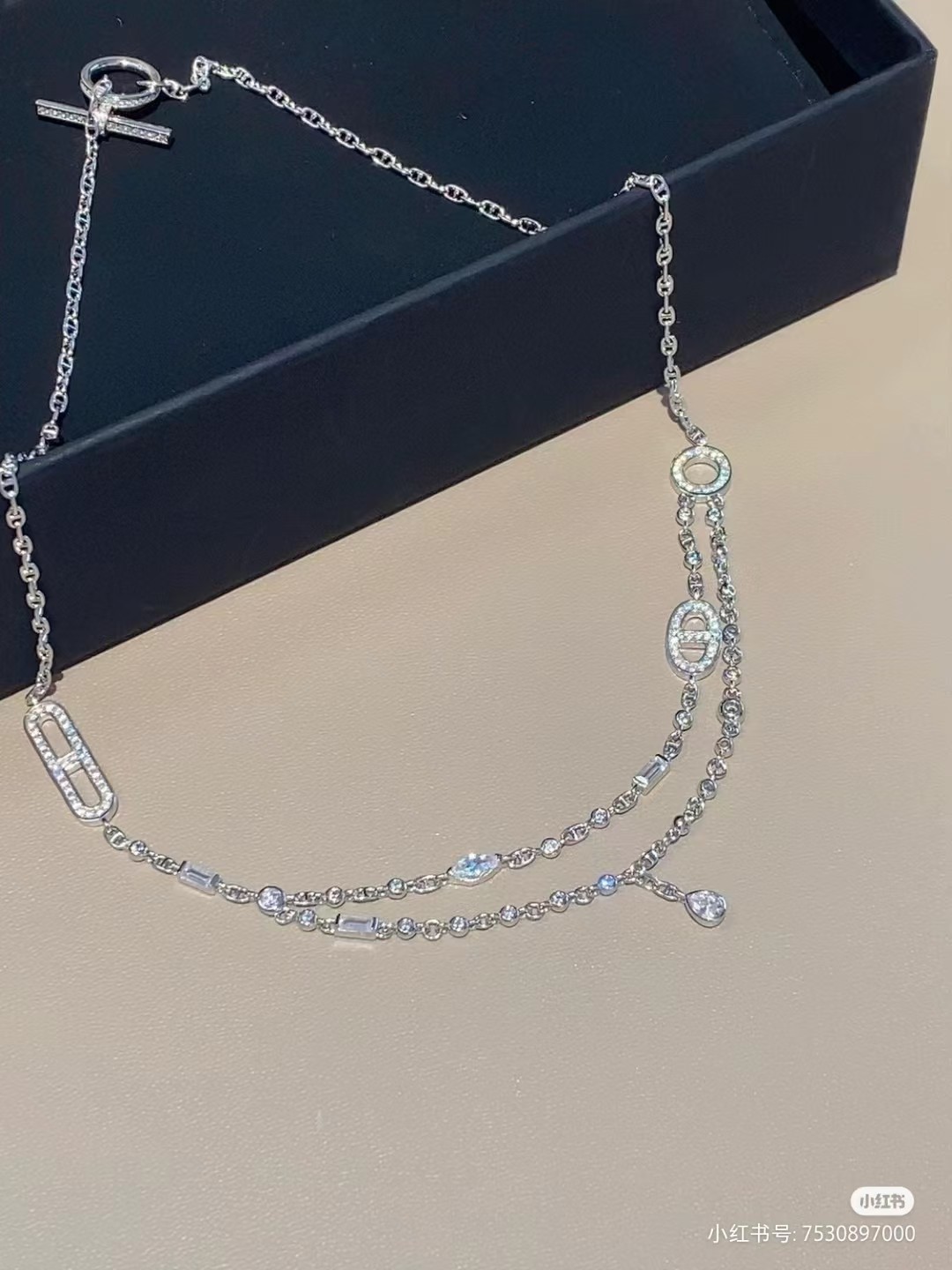 Hermes Pig Nose Teardrop Diamond Pendant Necklace - Best Replica Jewelry™