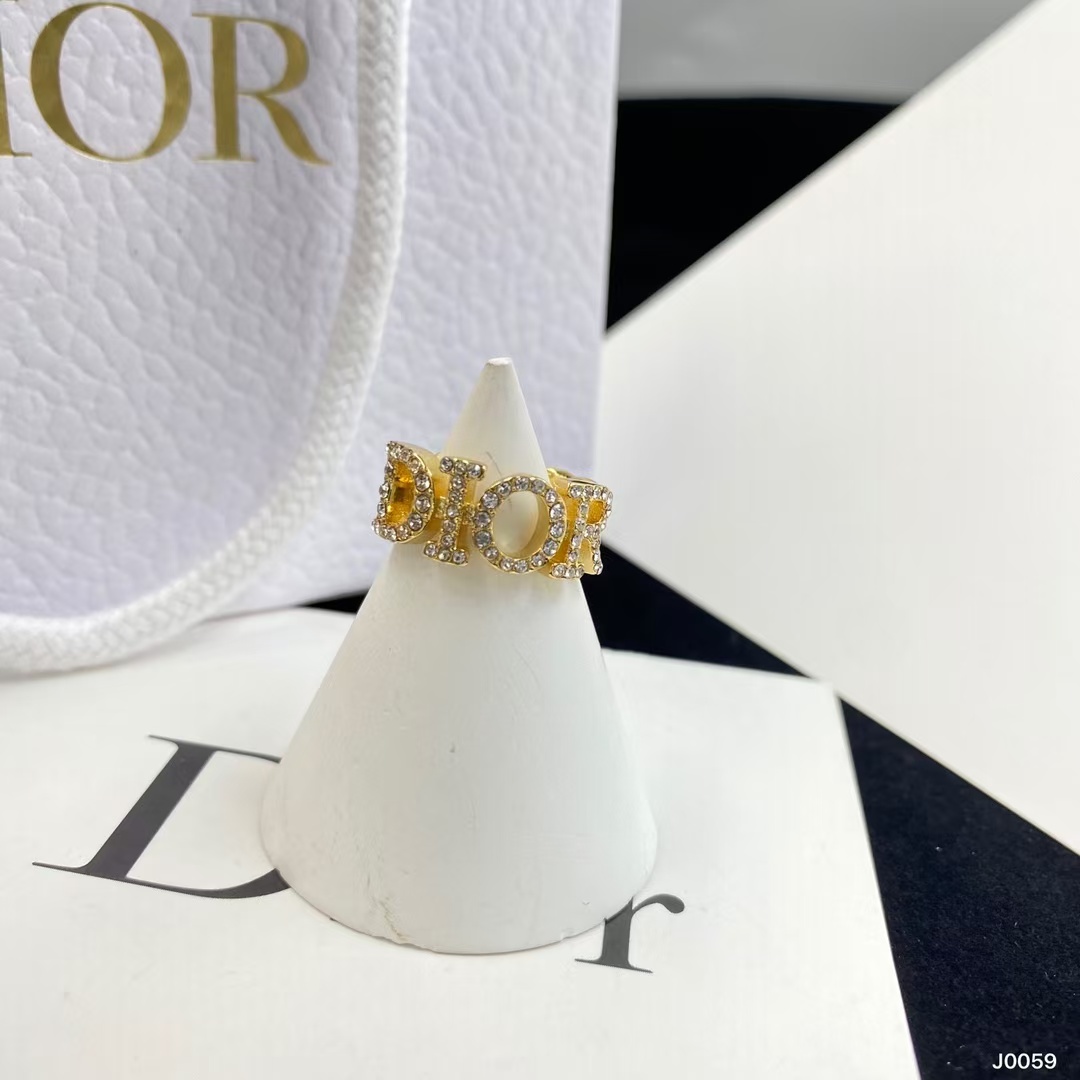 Diamond Paved Dior Letters Open Ring - Best Replica Jewelry™