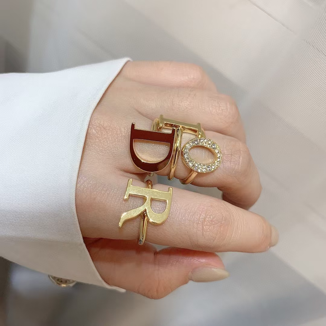 Dior Separate Letters Rings - 4 Pieces - Best Replica Jewelry™